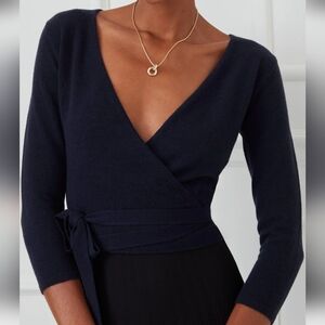 J. McLaughlin Black Cashmere Wrap Sweater